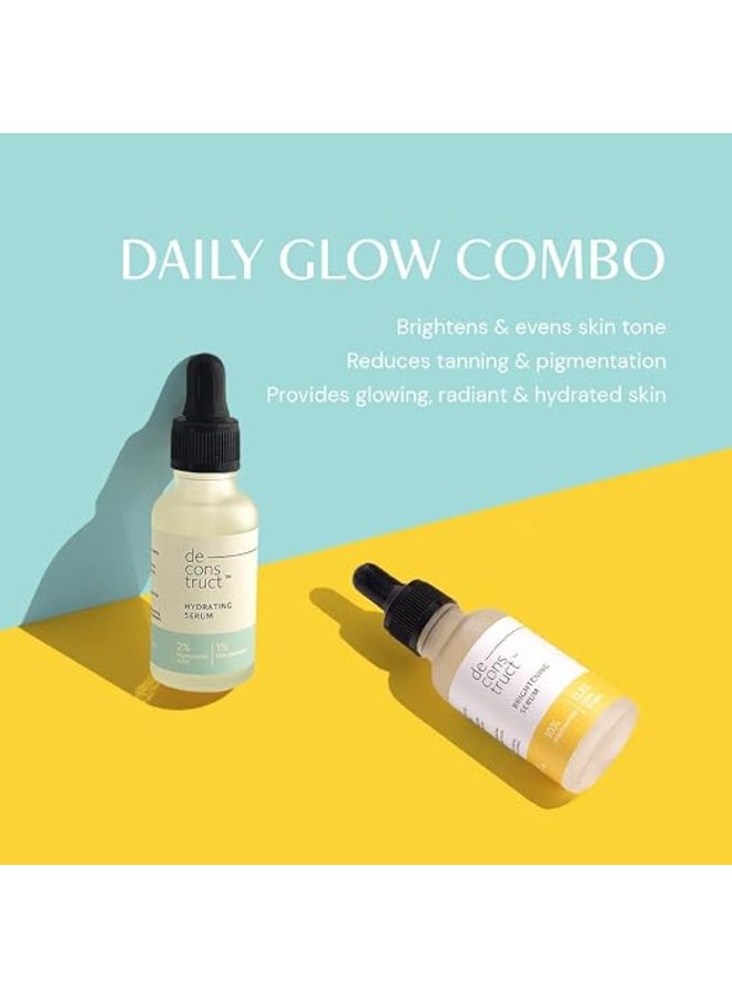 Deconstruct Brightining Serum & Hydrating Serum|Deconstruct Daily Glow Combo | 10% Niacinamide & 0.3% Alpha Arbutin and 2% Hyaluronic Acid & 1% Niacinamide | For All Skin Types | 30ml each | Pack of 2 - Image 3